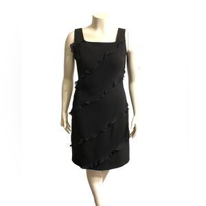 Due Per Due Black sleeveless Diagonal ruffle cocktail dress women’s Size 10